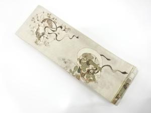 新井實作　風神雷神模様織り出し　リバーシブル男物角帯